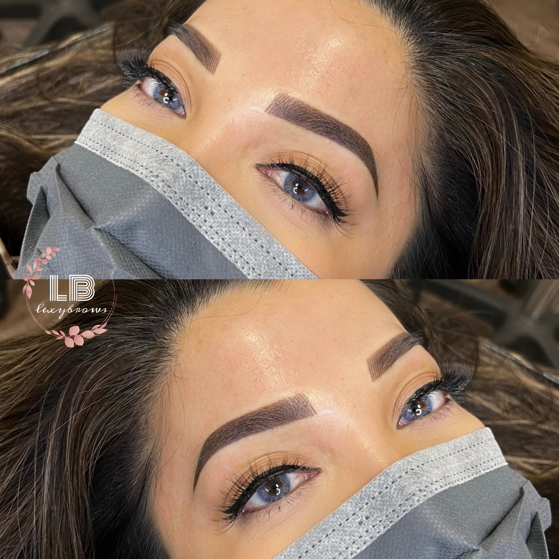 Before and after microblading — soft, natural hair strokes