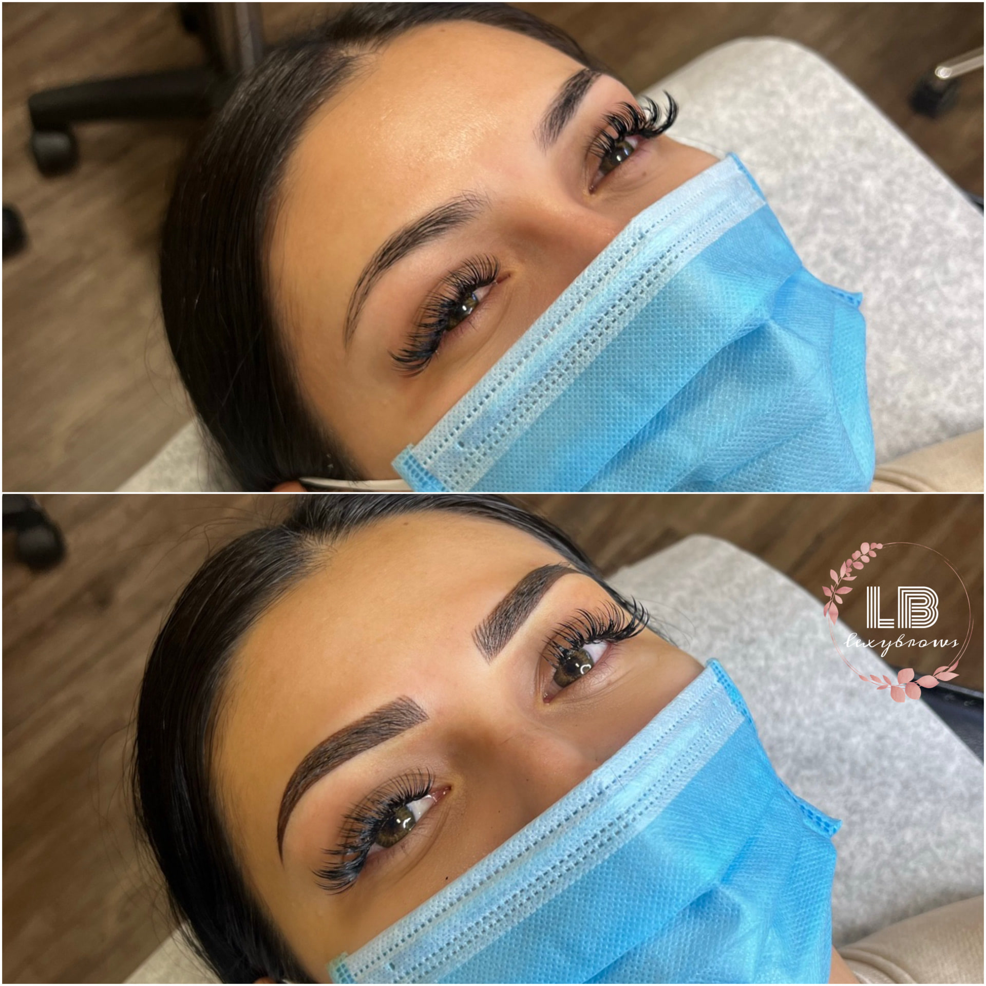 Before and after ombré brows — soft gradient finish